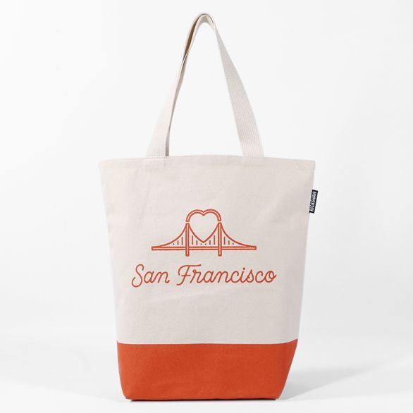 Canvas SF Heart Bridge Grocery Tote
