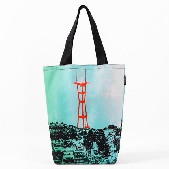 Jennifer Clifford: Sutro Tower Turquoise Grocery Tote